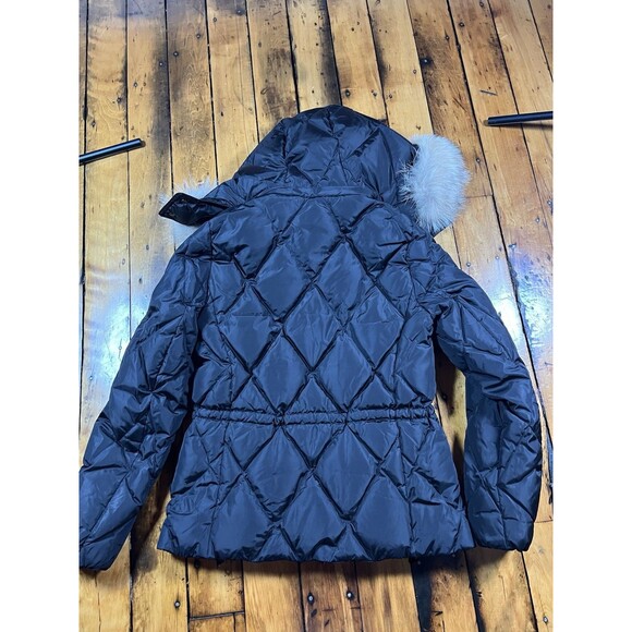 Coach Women’s XS Down Puffer Coat Coyote Fur Trim Hood Jacket Black Quilted - Picture 10 of 10